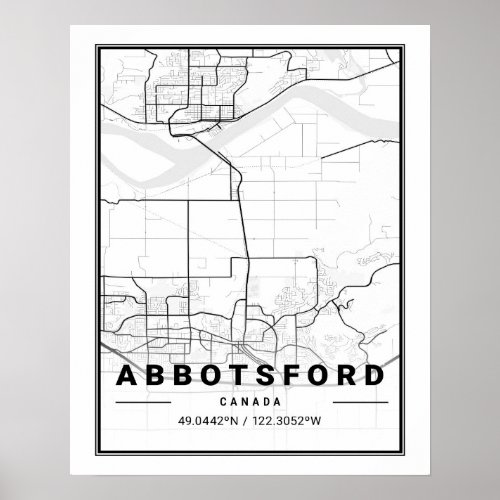 Abbotsford British Columbia Canada Travel City Map Poster