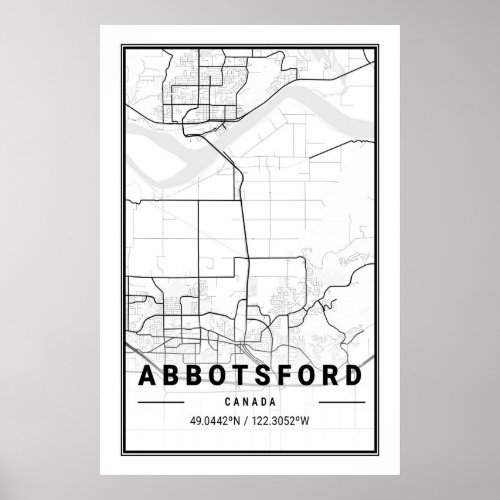 Abbotsford British Columbia Canada Travel City Map Poster