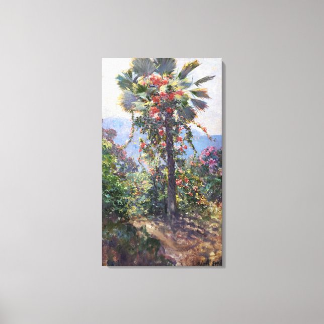 Abbott Fuller Graves Flowering Vines on Palm Tree Canvas Print (Front)