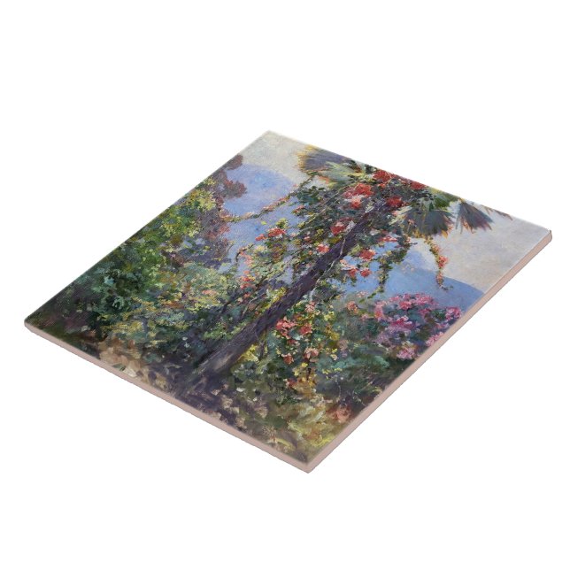 Abbott Fuller Graves Flowering Vines on Palm Tree Ceramic Tile (Side)