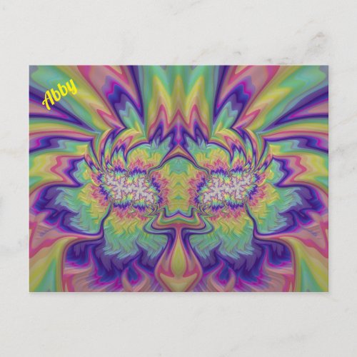 Abby  3D Fractal Design Pattern  Multicolour  Postcard
