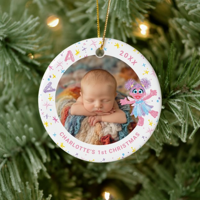 Abby Cadabby Baby's 1st Christmas Photo Ceramic Or Ceramic Ornament (Tree)