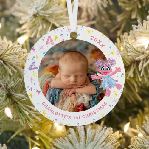 Abby Cadabby Baby's 1st Christmas Photo Metal Orna Ornament