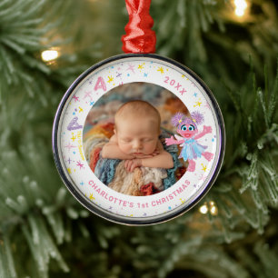 Abby Cadabby Baby's 1st Christmas Photo Metal Orna Ornament