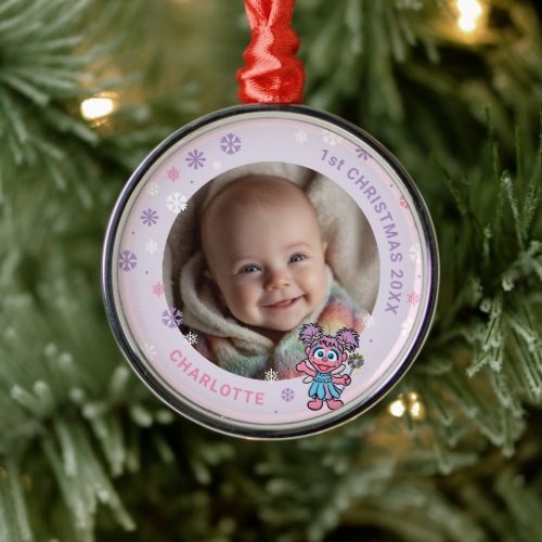 Abby Cadabby Baby's 1st Christmas Photo Metal Orna Ornament
