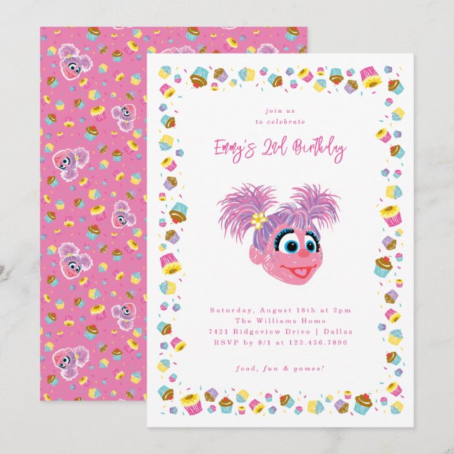 Abby Cadabby Cupcakes & Confetti Birthday  Invitation (Front/Back)