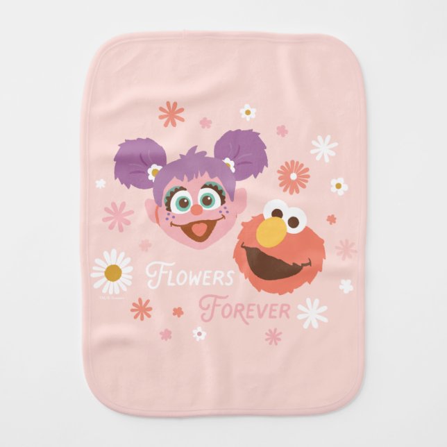 Abby Cadabby & Elmo | Flowers Forever Baby Burp Cloth (Front)