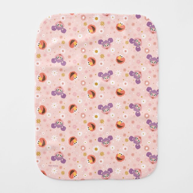 Abby Cadabby & Elmo | Woodland Pattern Baby Burp Cloth (Front)