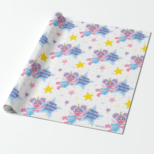 Abby Cadabby Party Star Pattern Wrapping Paper (Unrolled)