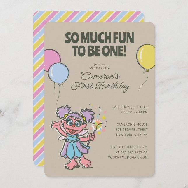 Abby Cadabby | So Much Fun to Be One Birthday Invitation (Front/Back)