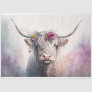 "Abby" Highland Cow with Pastel Crown 30x20 Tissue Paper
