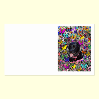 Abby in Butterflies - Black Lab Dog Business Card Template