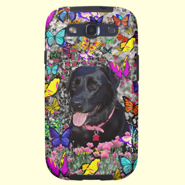 Abby in Butterflies - Black Lab Dog Galaxy SIII Covers
