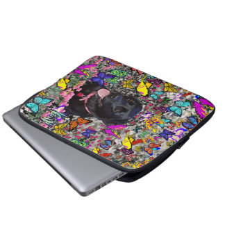 Abby in Butterflies - Black Lab Dog Laptop Sleeve
