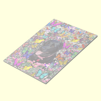 Abby in Butterflies - Black Lab Dog Memo Notepads