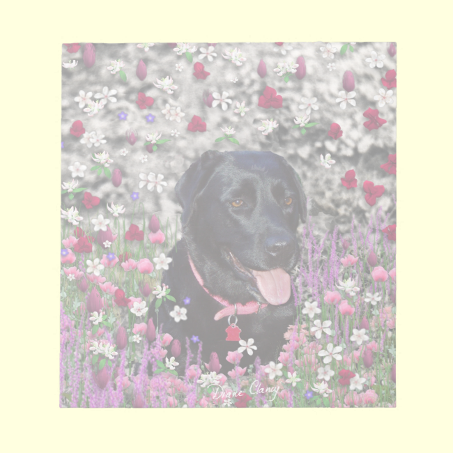 Abby in Flowers – Black Lab Dog Note Pad