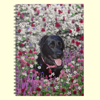Abby in Flowers – Black Lab Dog Notebooks