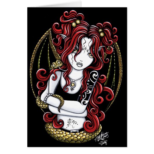 "Abby" Red Haired Snake Fairy Art Card (Front)