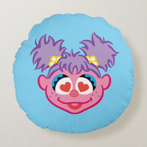 Abby Smiling Face with Heart_Shaped Eyes Round Pillow