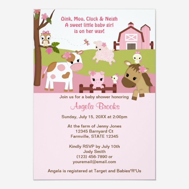 Custom Farm Animal Invites Templates For Girl Babyfavors4u