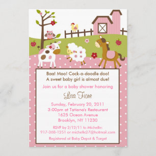 Abby's Farm Farm Animal Baby Shower Invitations