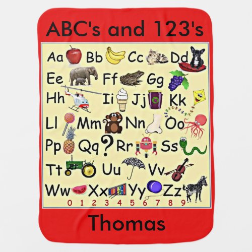 ABC 123 Alphabet Numbers Learning  Baby Blanket