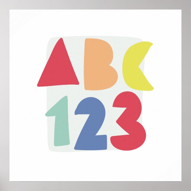 ABC 123 children's colorful art Poster (Front)