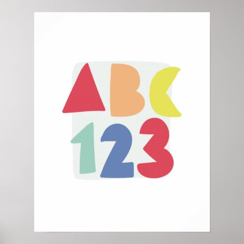 ABC 123 childrens nursery colorful Poster