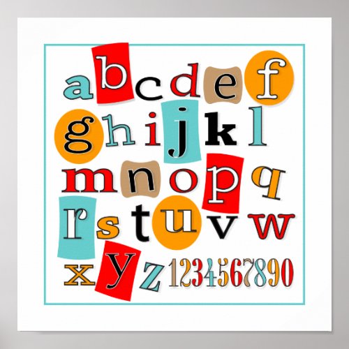 ABC 123 Childs Wall Art Decor Poster