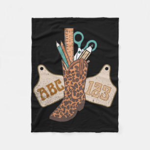 Abc 123 Western Teacher Life Cowboy Cowgirl Teachi Fleece Blanket