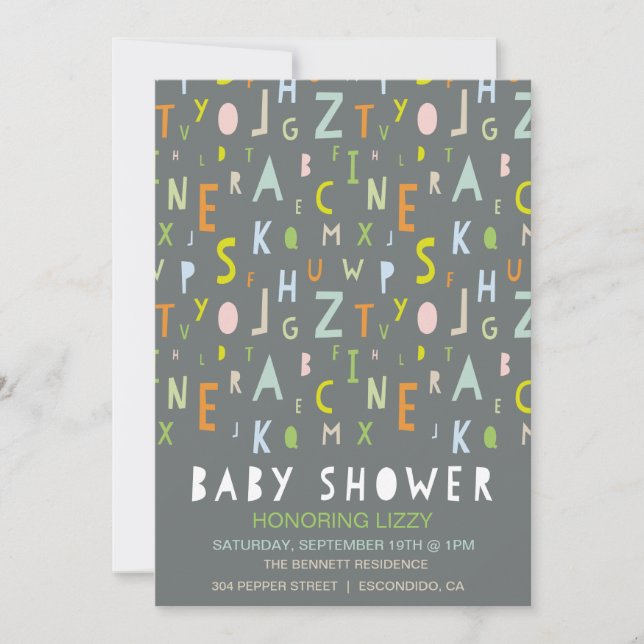 ABC Alphabet Baby Shower Invitation (Front)