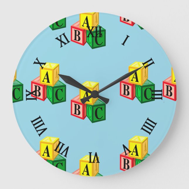 abc alphabet blocks large clock (Front)