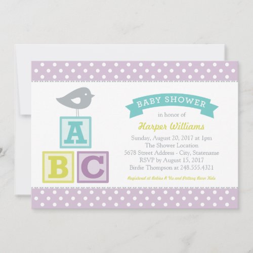 Baby Shower Invitation | ABC Alphabet Blocks Theme