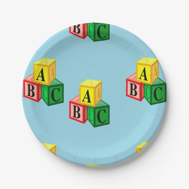 abc alphabet blocks paper plates (Front)