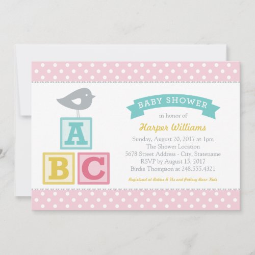 Baby Shower Invitation | ABC Alphabet Blocks Theme