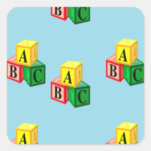 abc alphabet blocks square sticker