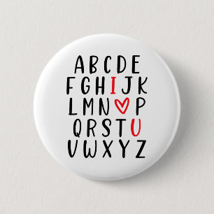 Abc Alphabet I Love You English Teacher Valentines Button