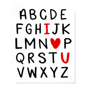 Abc Alphabet I Love You English Teacher Valentines Poster