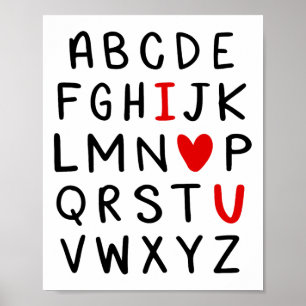 Abc Alphabet I Love You English Teacher Valentines Poster