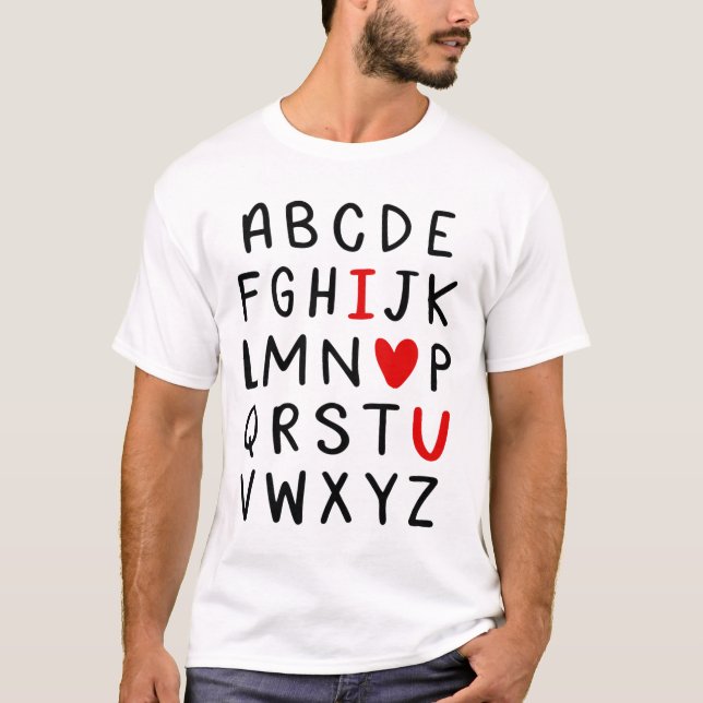 Abc Alphabet I Love You English Teacher Valentines T-Shirt (Front)