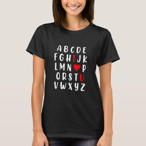 Abc Alphabet I Love You English Teacher Valentines T_Shirt