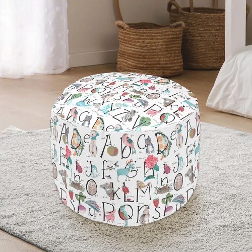 ABC Alphabet kids nursery all_over print Pouf