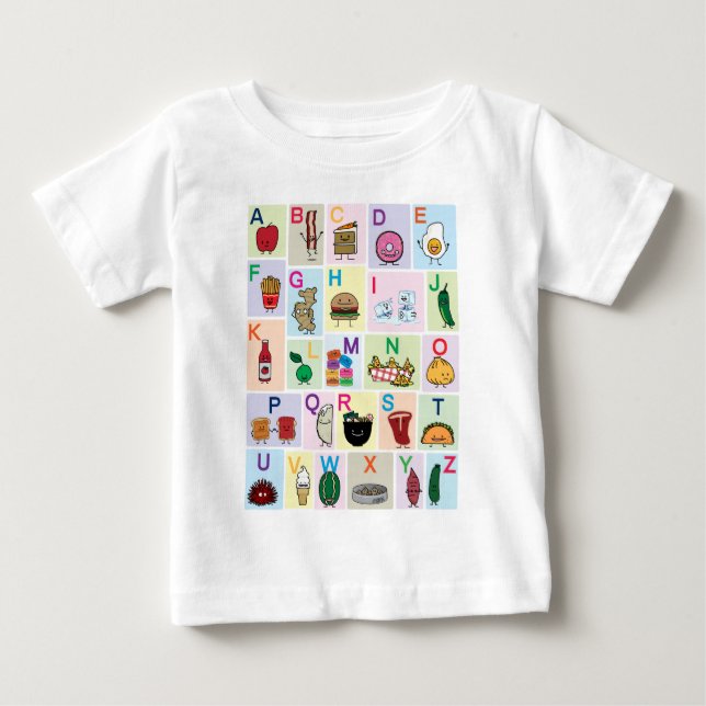 ABC Alphabet learning letters happy foods learn Baby T-Shirt (Front)