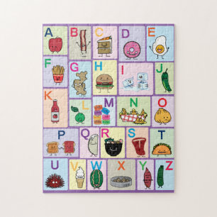 ABC Alphabet learning letters happy foods learn Jigsaw Puzzle