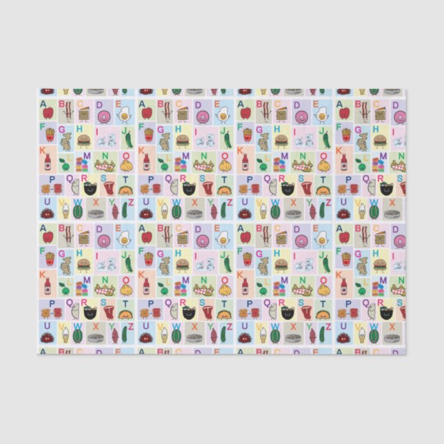 ABC Alphabet learning letters happy foods learn Tissue Paper (Front)