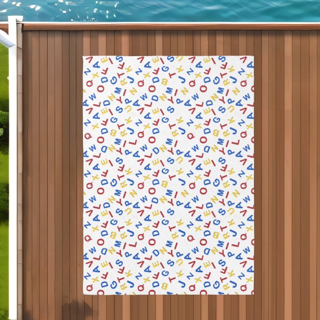 ABC Alphabet Letters Red Yellow Blue  Outdoor Rug (Insitu (Outdoor 2))