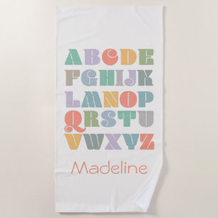 ABC Alphabet Name Personalized Beach Towel