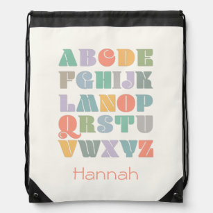 ABC Alphabet Personalized Name Drawstring Bag