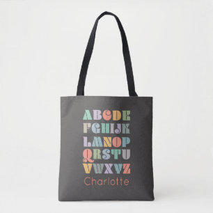ABC Alphabet Personalized Name Tote Bag