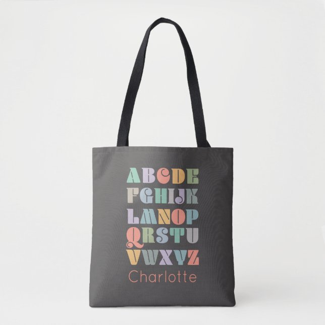 ABC Alphabet Personalized Name Tote Bag (Front)